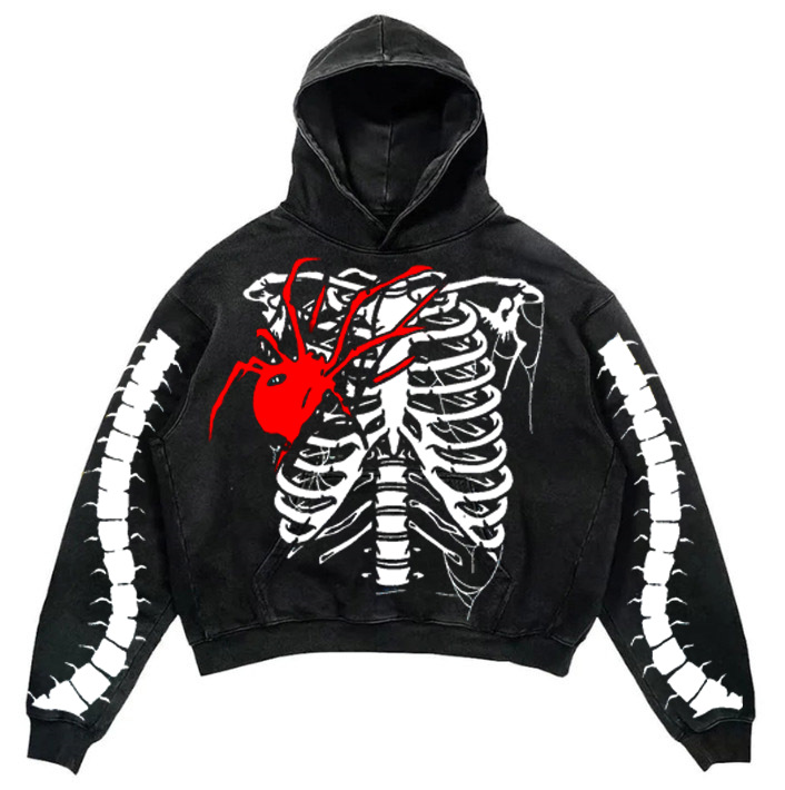 Maxct Y2K Fashion Autumn and Winter Printed Washed Distressed Pullover Long Sleeve Sweater for Men and Women