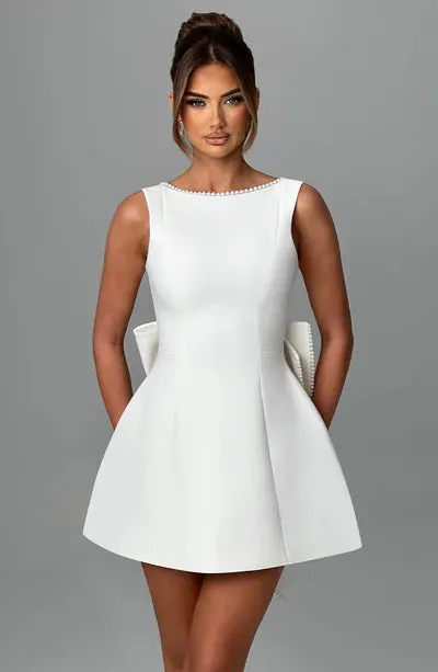 Pearl Bow Short Backless Dress Maxct