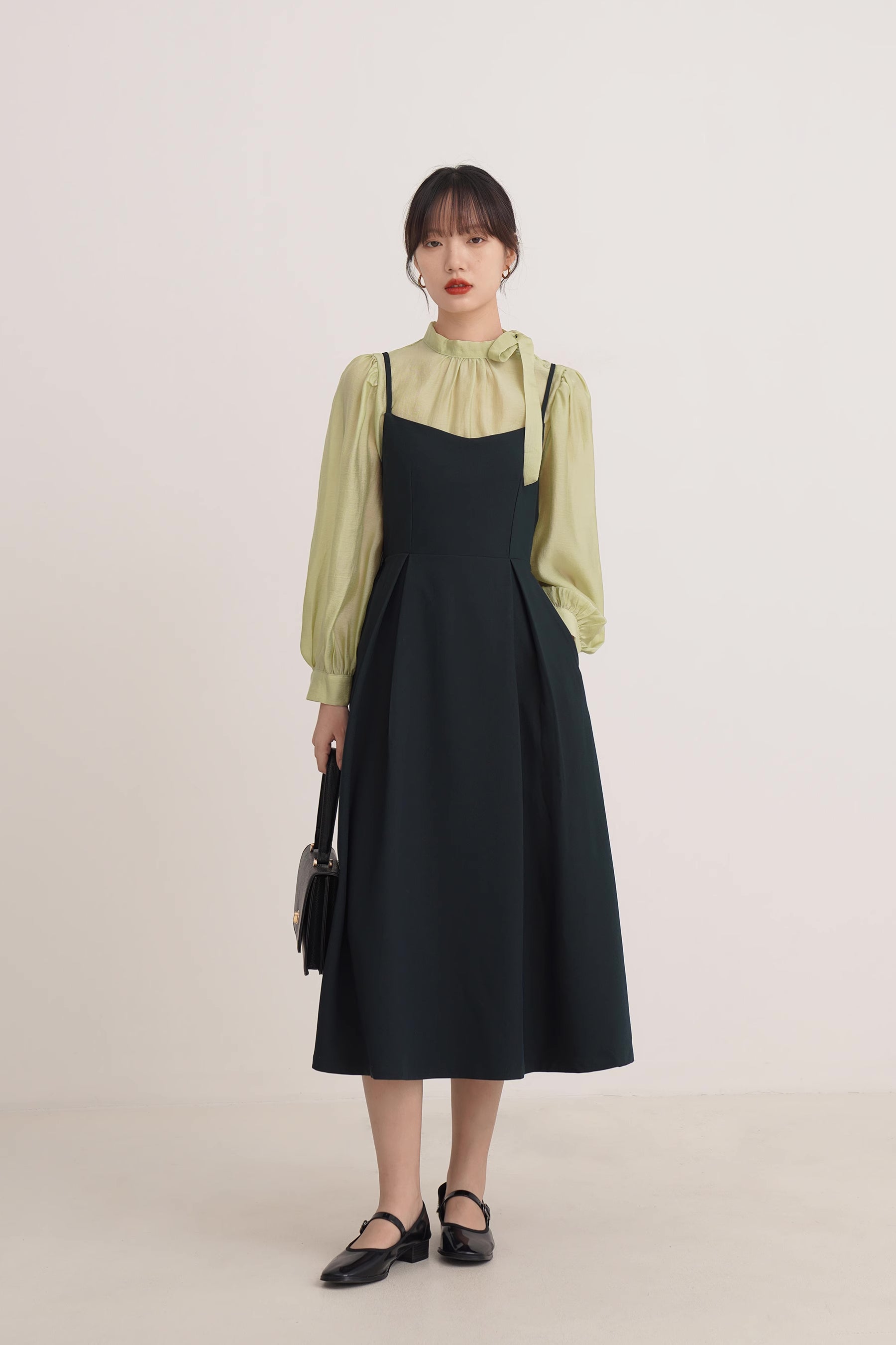 Bow Back Cami Dress & Blouse Set Maxct