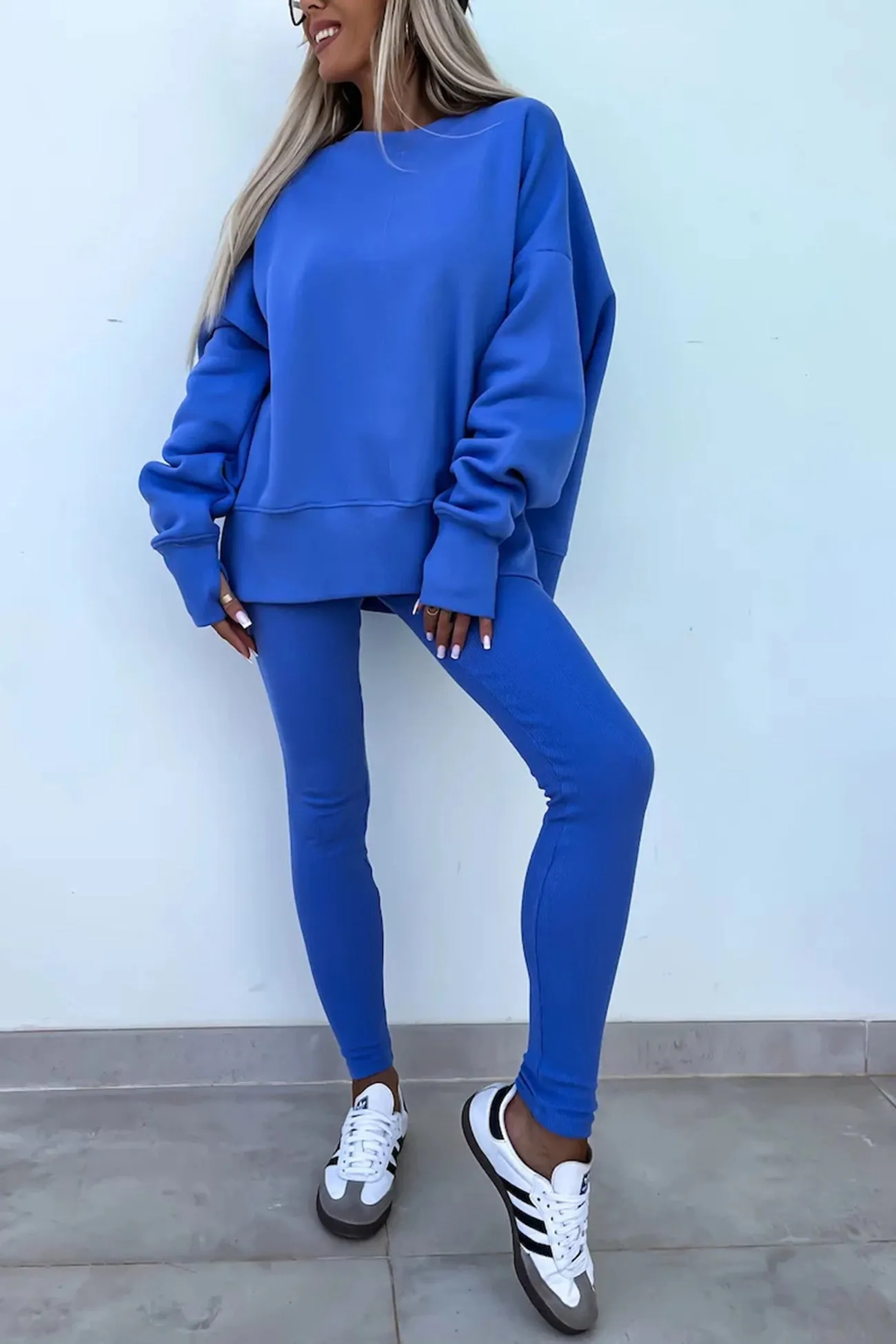 Maxct Crew Neck Slit Sweatshirt Legging Suits