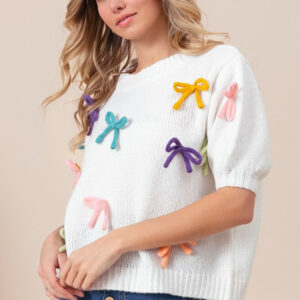 Maxct &BiBi Bow Detail Puff Sleeve Sweater