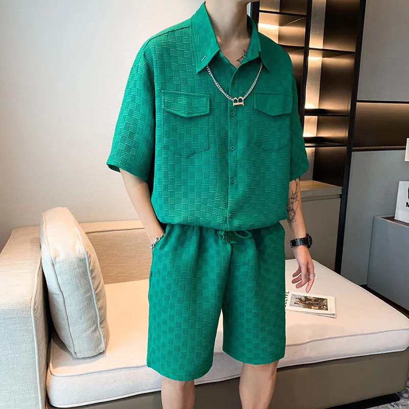 Maxct Pleated Short Sleeve Top Shorts Set