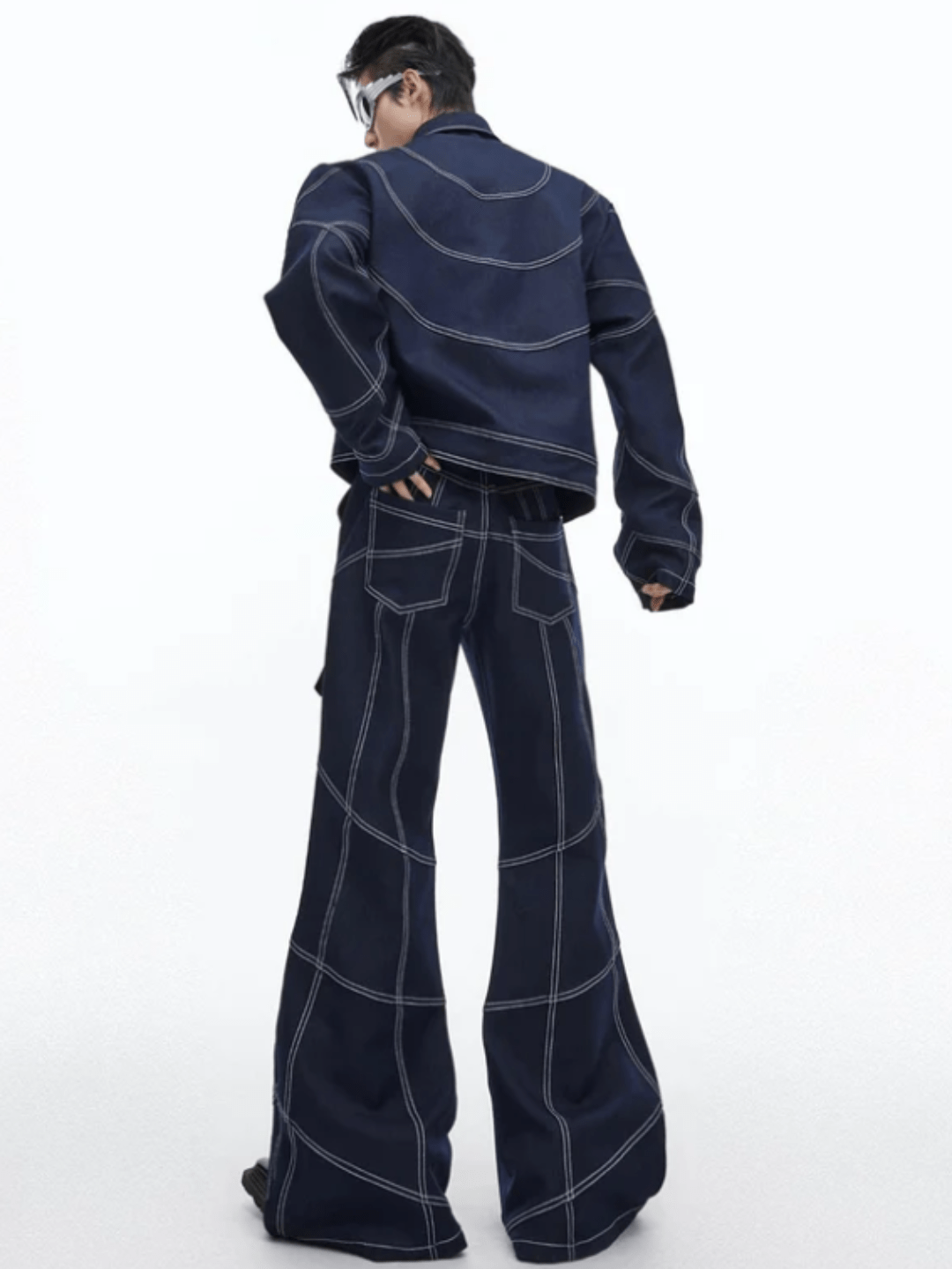 Maxct  Oversize Stitch Denim Jacket & Wide-leg Stitch Denim Jeans Setup NA676