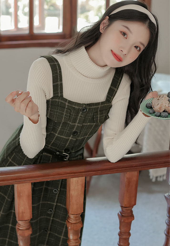 Button Up Plaid Cami Midi Dress Maxct