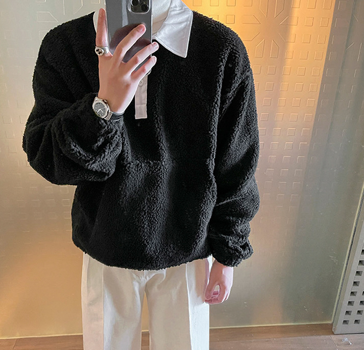 Maxct 6348 Fleece Two Tone Collar Shirt Sweater