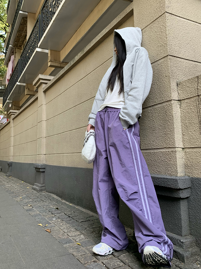 Grey Cropped Hoodies Zip Up Long Sleeve Sweatshirt Cardigan Oversized Autumn Fashion Wide Leg Track Pants Two Piece Sets