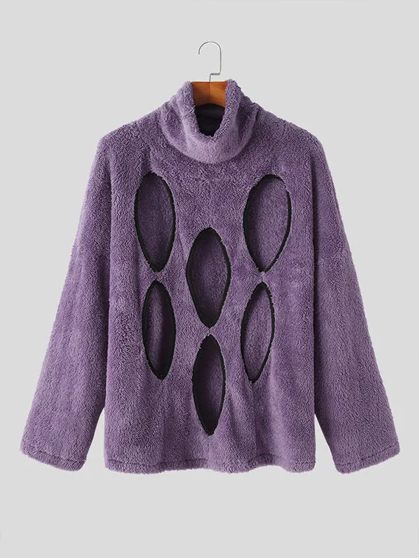 Maxct - Mens Cutout Long Sleeve Crew Neck Pullover Sweater
