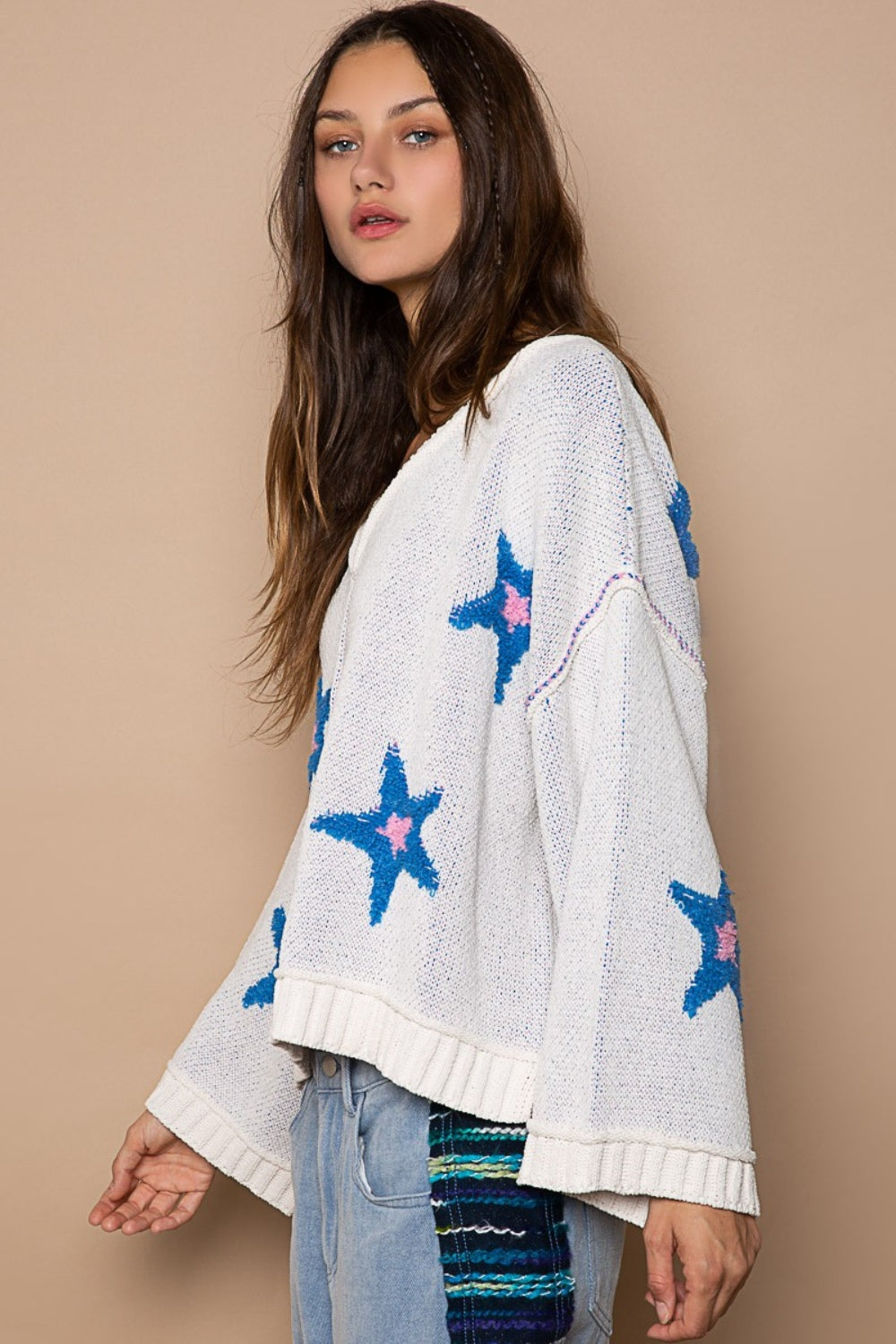 Maxct &POL Long Sleeve Star Patch Sweater