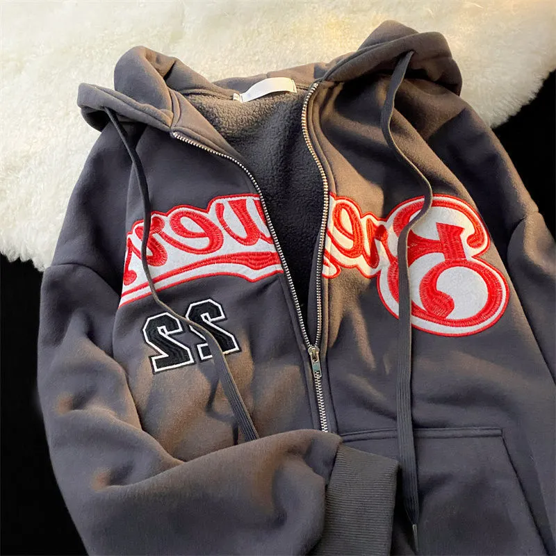 Maxct Print New Casual Top Vintage Y2K Simple Women Hoodies Korean Gray Autumn Thin Streetwear College Girls ins Lady gothic