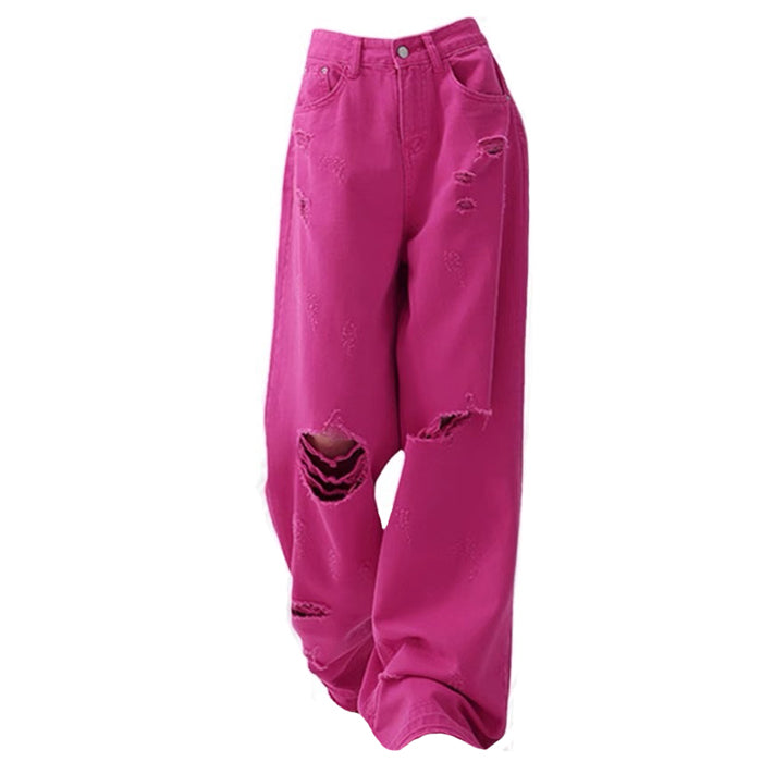 00s Kids Pink Star Ripped Baggy Jeans Maxct