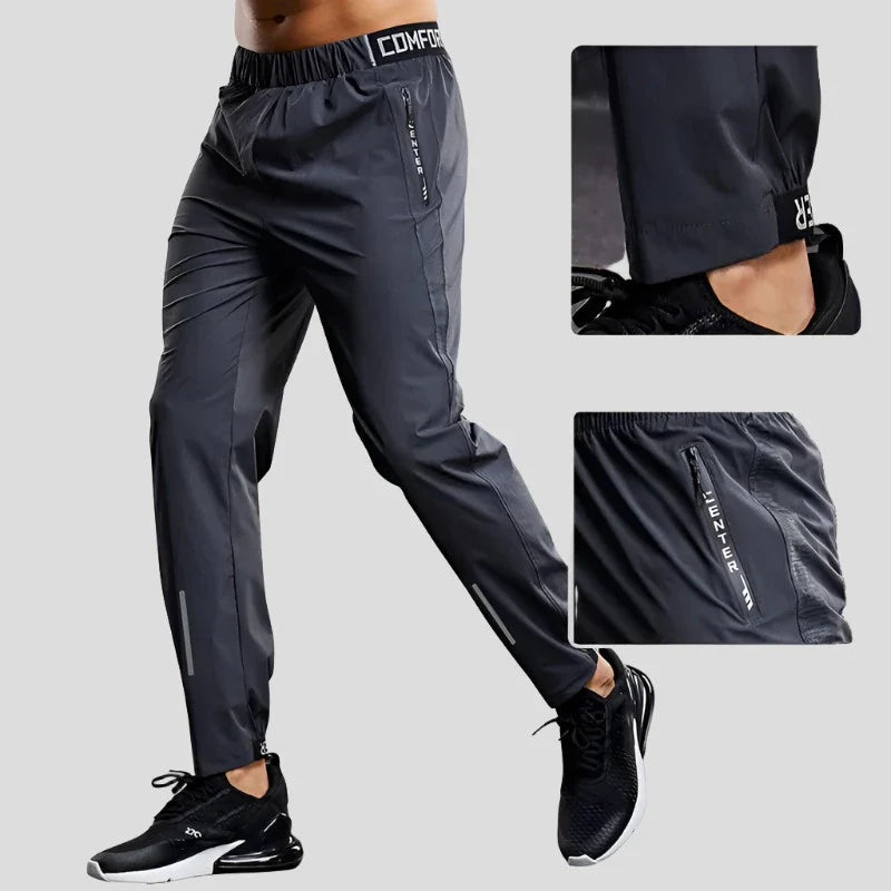 Men's Quick Dry Sports Workout Leggings with Zipper Pockets Maxct