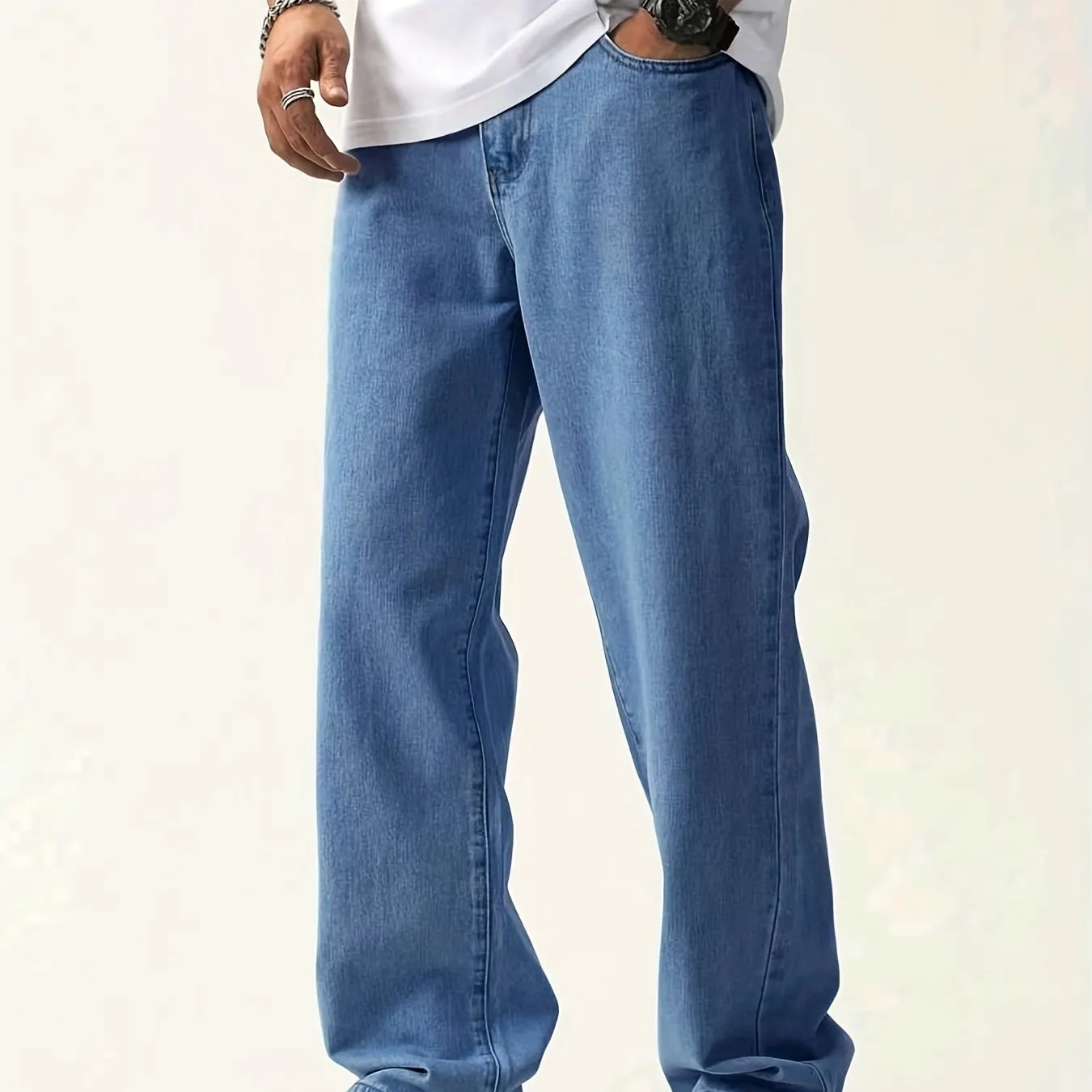 Maxct  Men's Light Blue Straight Leg Cotton Jeans