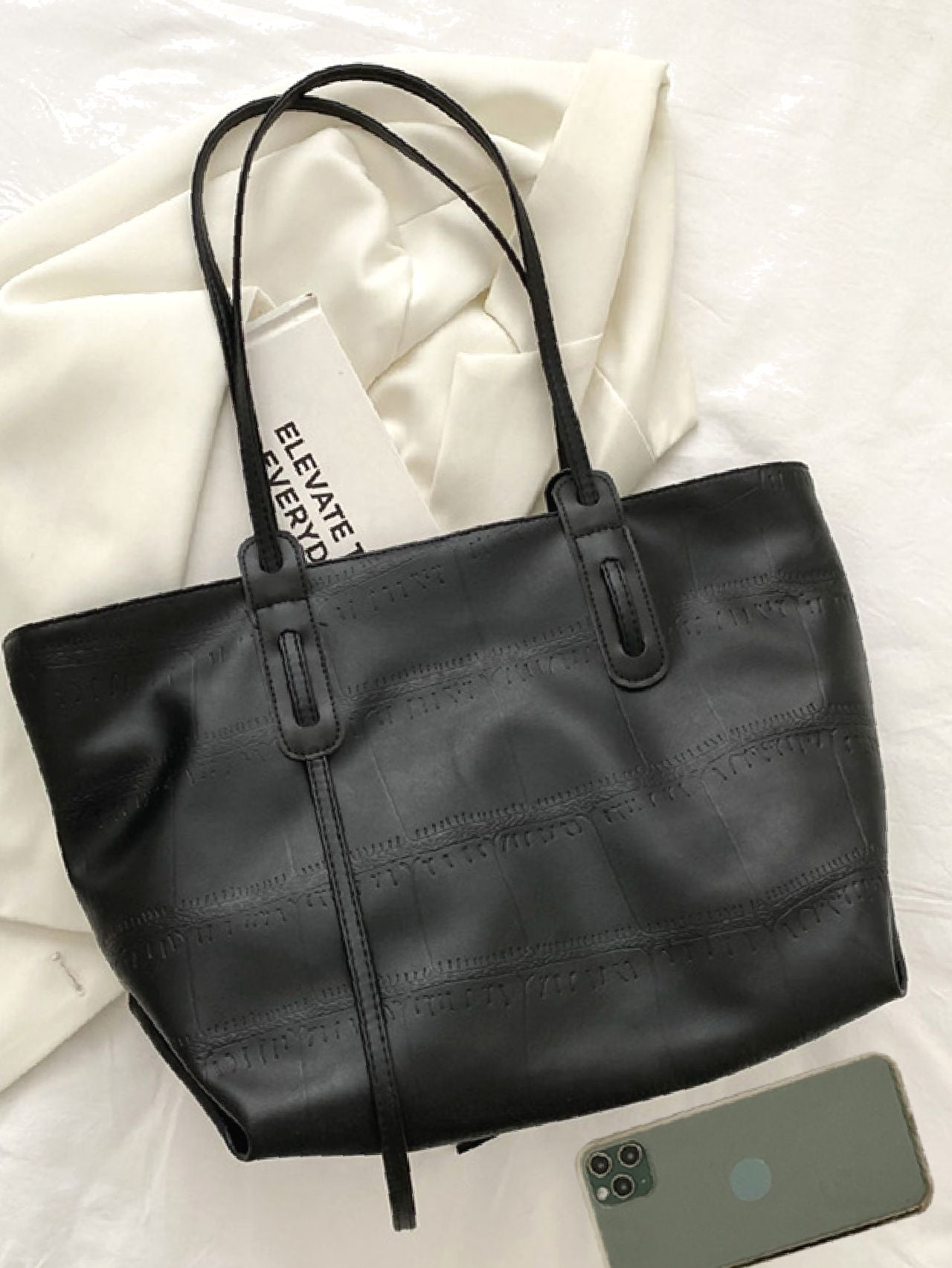 Maxct - Minimalist Textured Shoulder Tote Bag  - Women Tote Bags