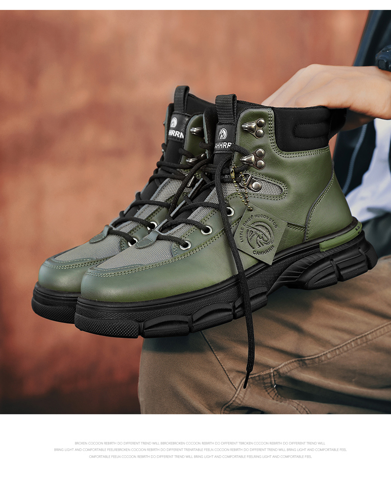 Platform Leather Men's Martin Boots - true deals club