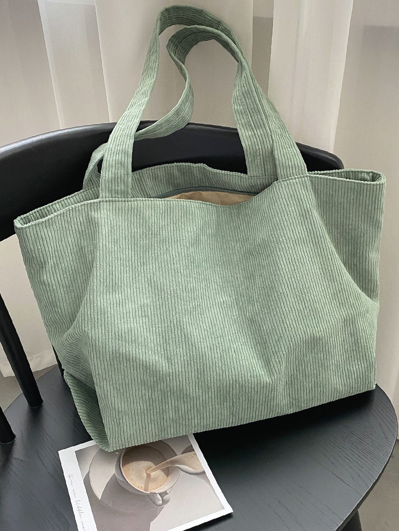 Maxct - Large Capacity Corduroy Shoulder Tote Bag  - Women Tote Bags