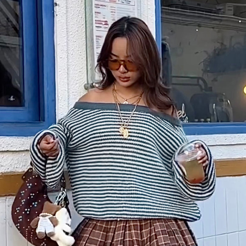 Maxct Nura Striped Off-Shoulder Sweater