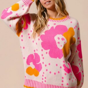 Maxct &BiBi Flower Pattern Contrast Sweater