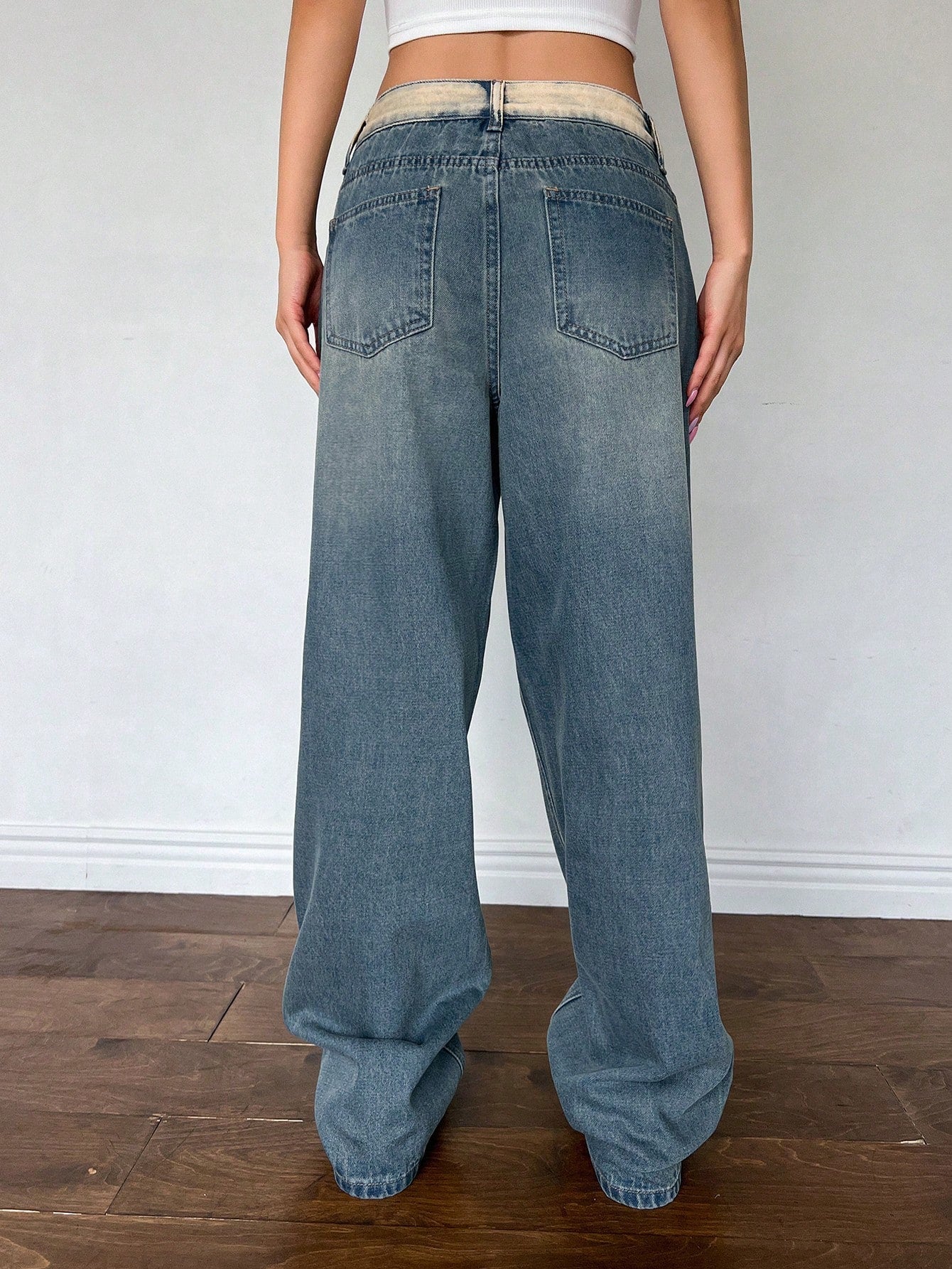 Maxct Women Everyday Casual Loose Wide Leg Denim Pants With Pockets