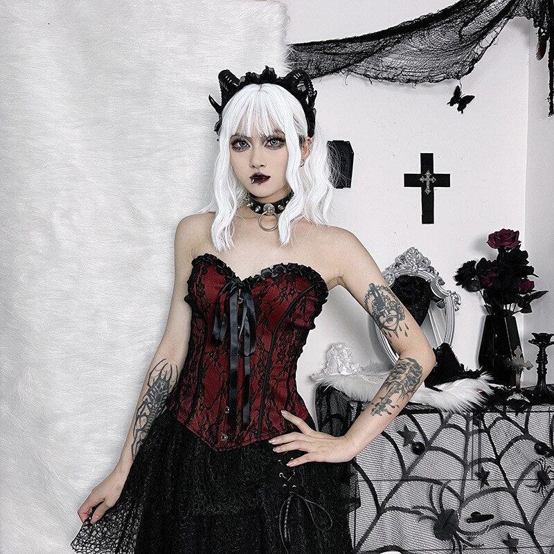 Maxct &Victorian Goth Ribbon Detailed Corset Top