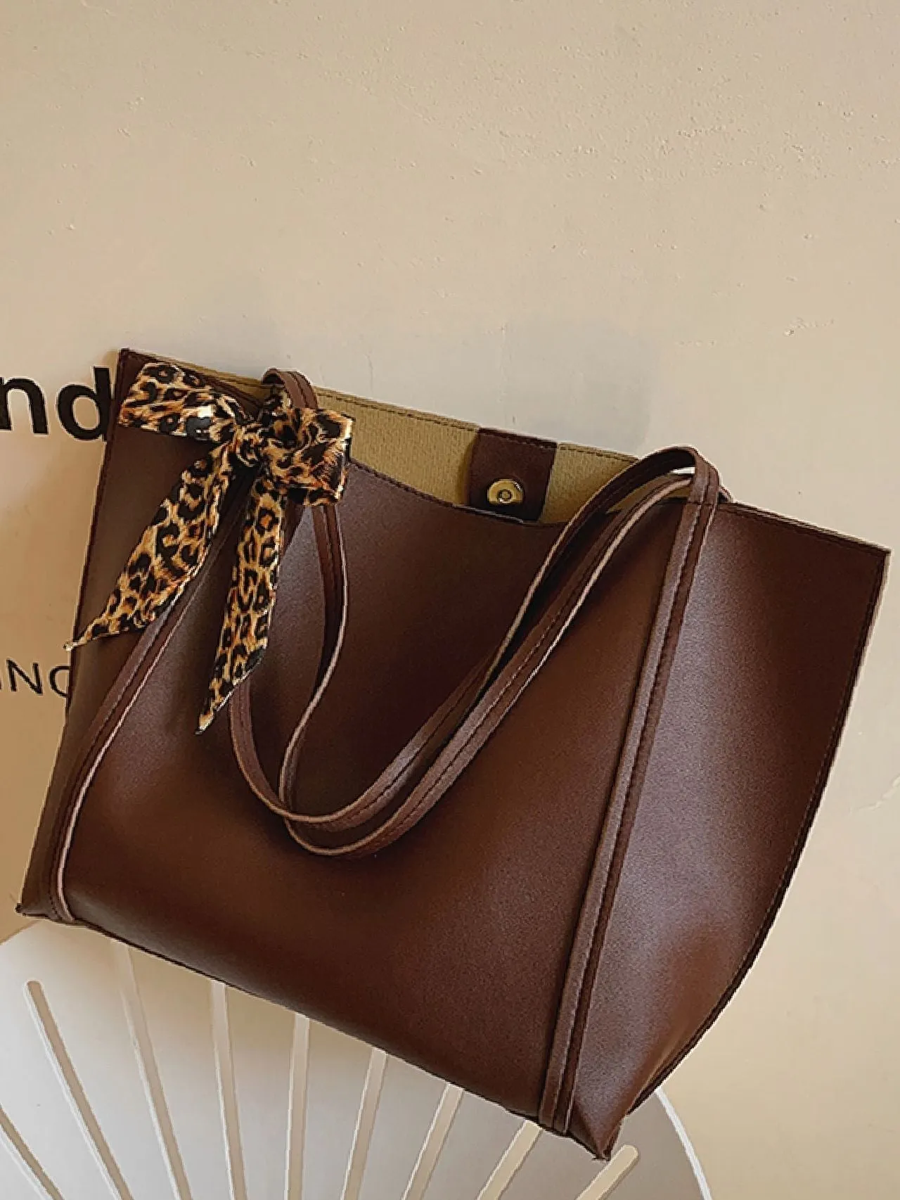 Maxct - Twilly Scarf Decor Shoulder Tote Bag  - Women Tote Bags