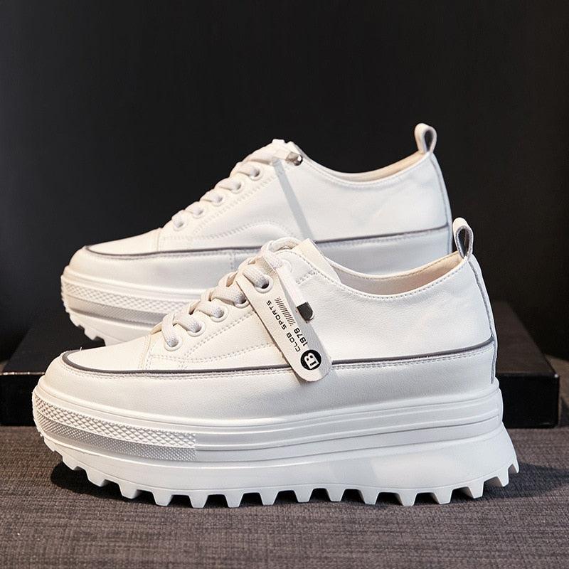 Platform Leather Sneaker Pumps for Women Maxct