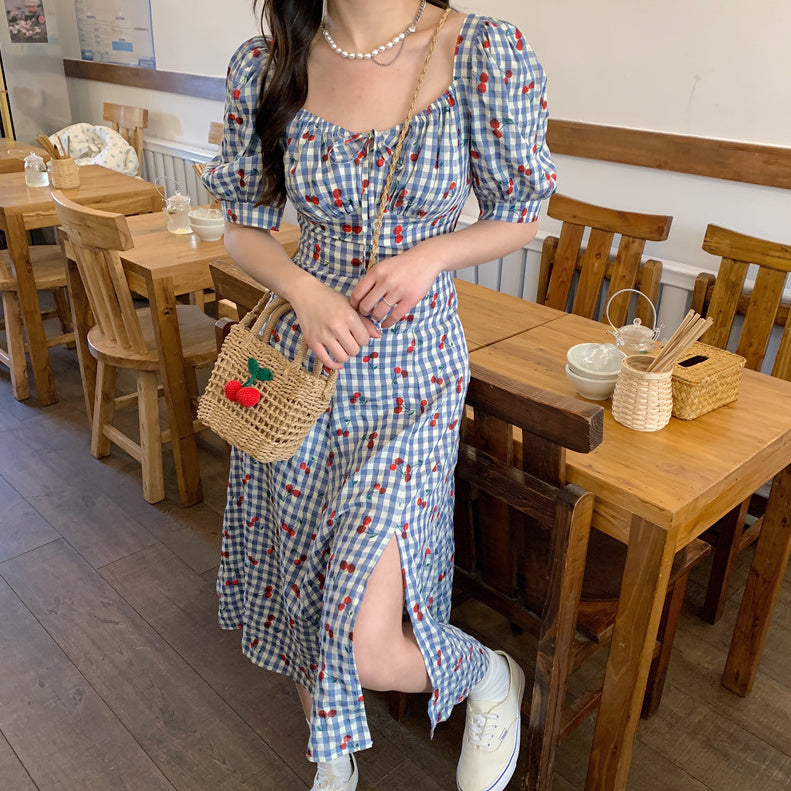 Cherry Gingham Midi Dress Maxct