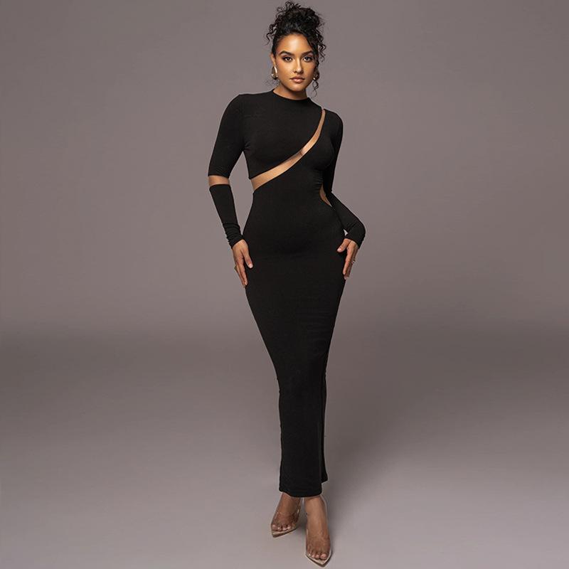 Maxct Women's 2024 Autumn New Fashion Sexy Hollow Back Split Long Sleeve Dress Wholesale - Image 10