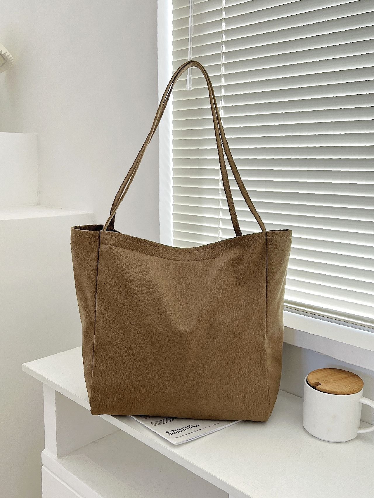 Maxct - Letter Patch Shoulder Tote Bag  - Women Tote Bags
