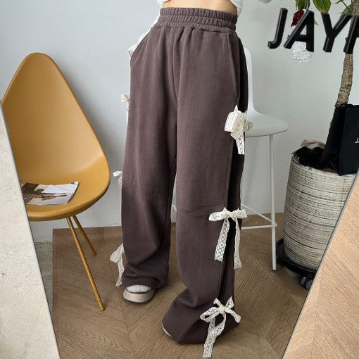Maxct Side Lace Bow Tie  Baggy Sweatpants