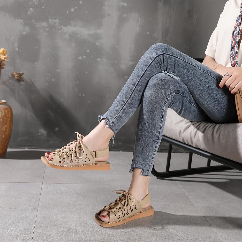 Strappy Sandals Peep Toe Retro Maxct