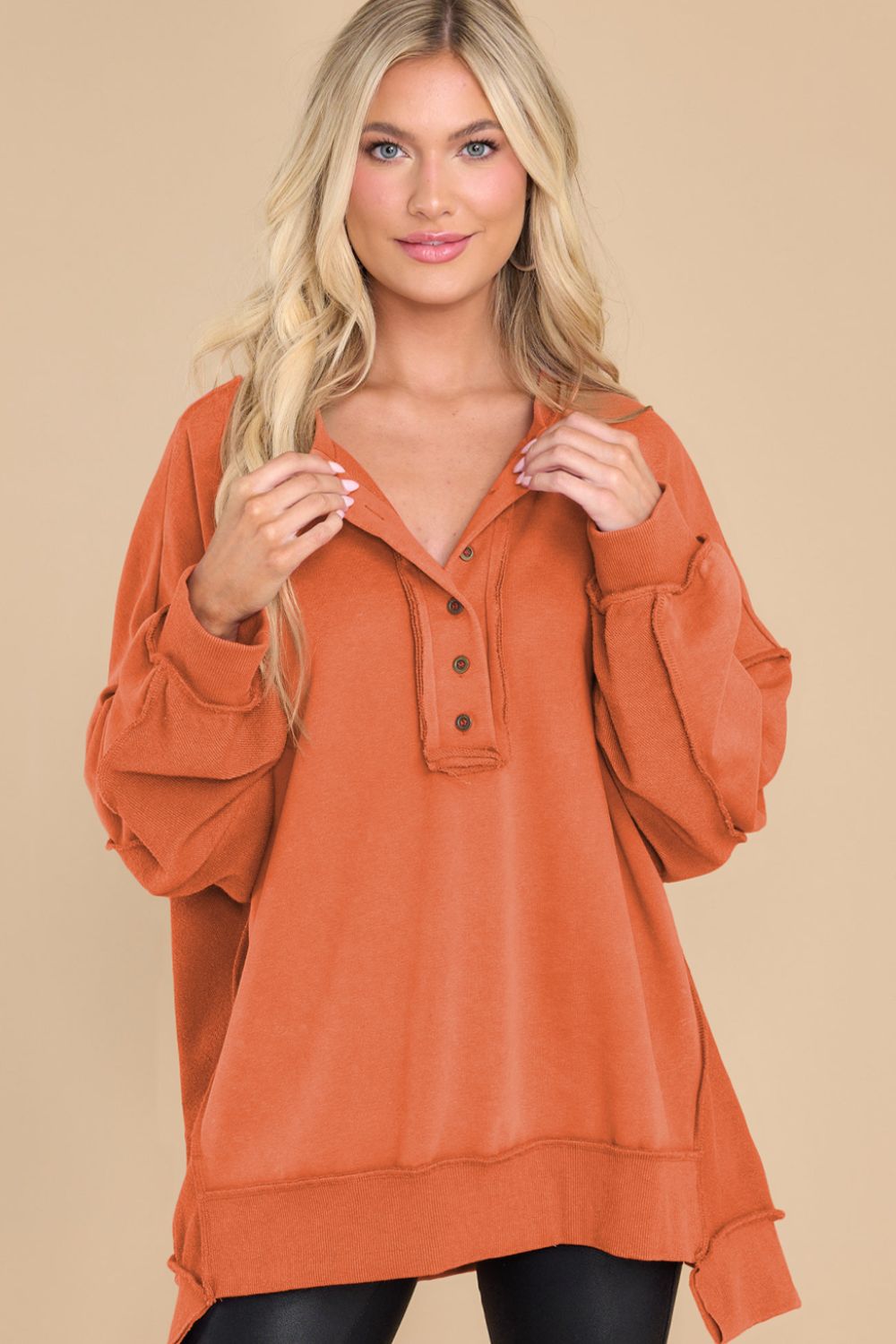 Maxct &Exposed Seam Long Sleeve Sweatshirt