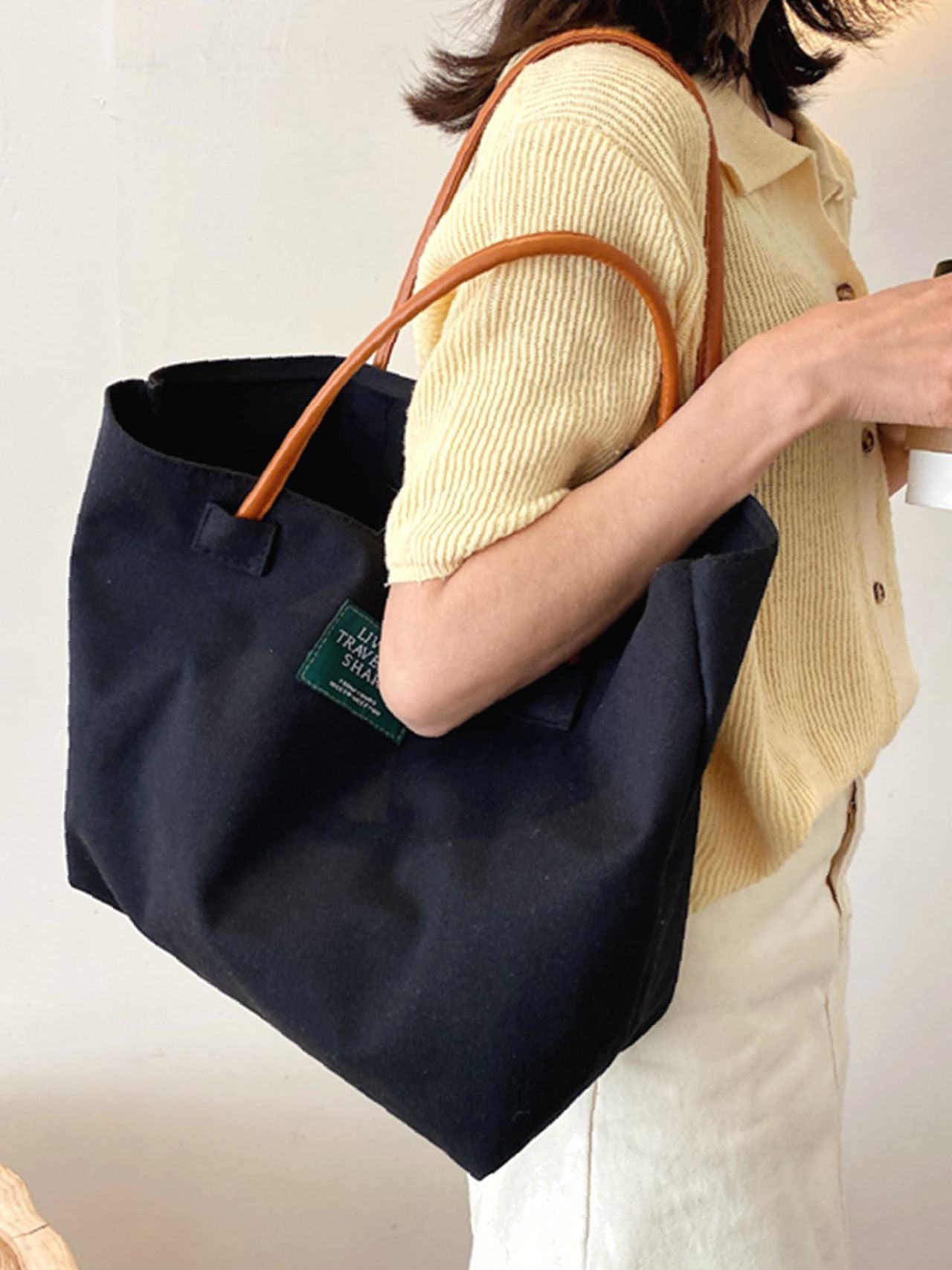 Maxct - Patch Decor Shoulder Tote Bag  - Women Tote Bags