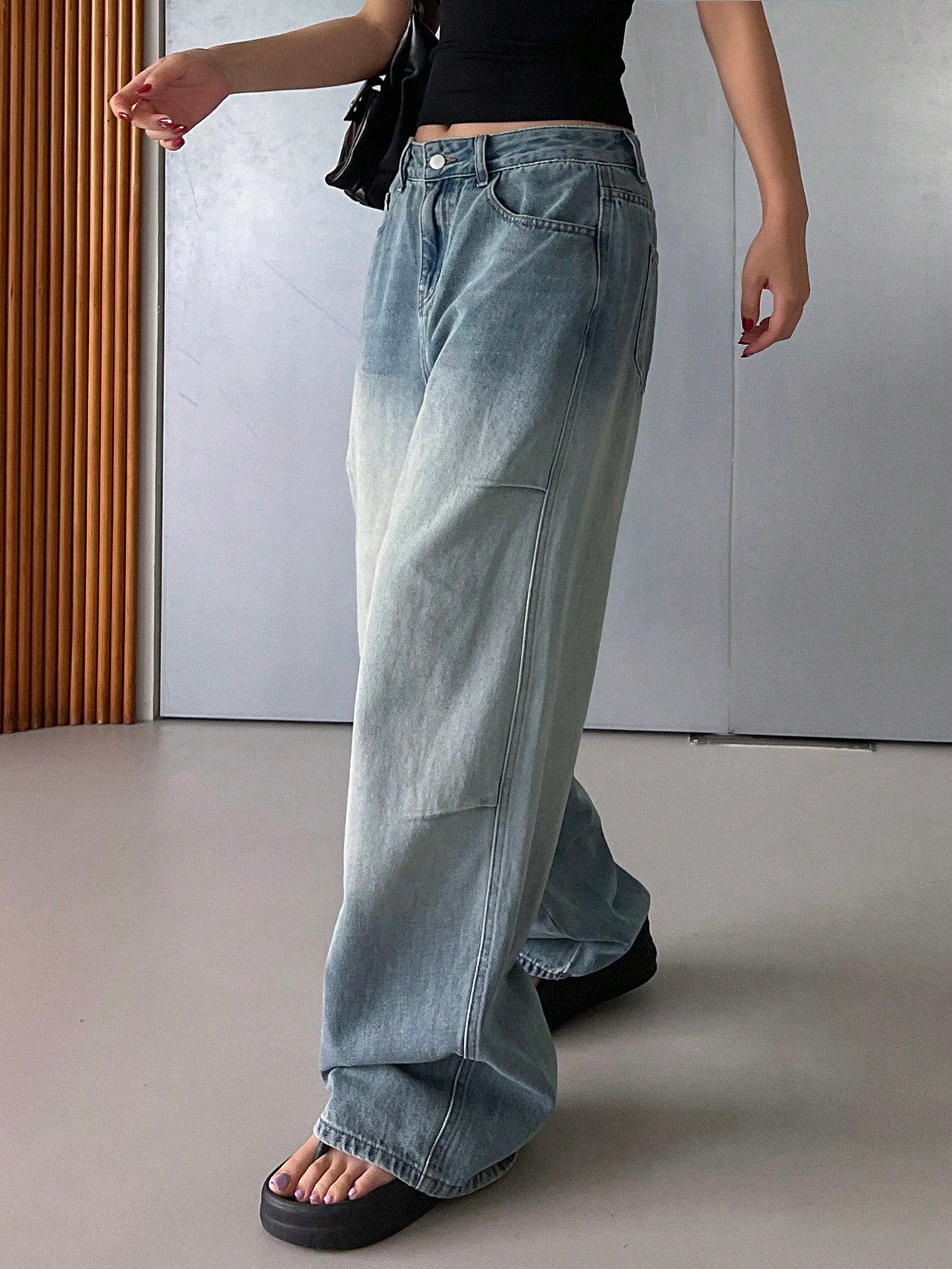 Maxct Women's Casual Loose Fit Wide Leg Denim Pants With Pockets, Daily Wear - Image 4