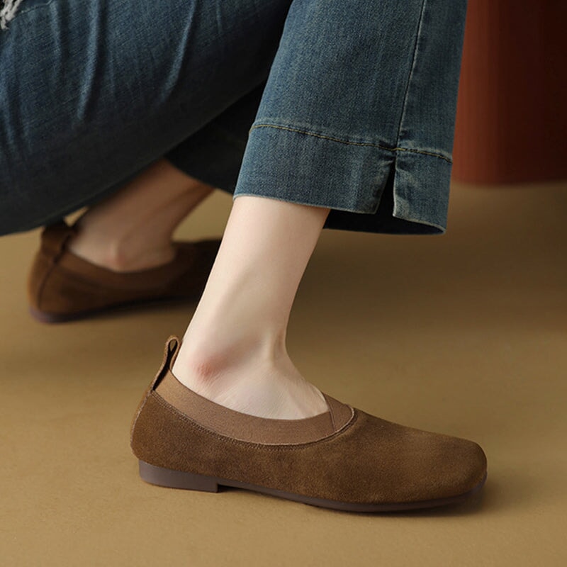 Square Toe Slip on Loafers Soft Flats Handmade Maxct