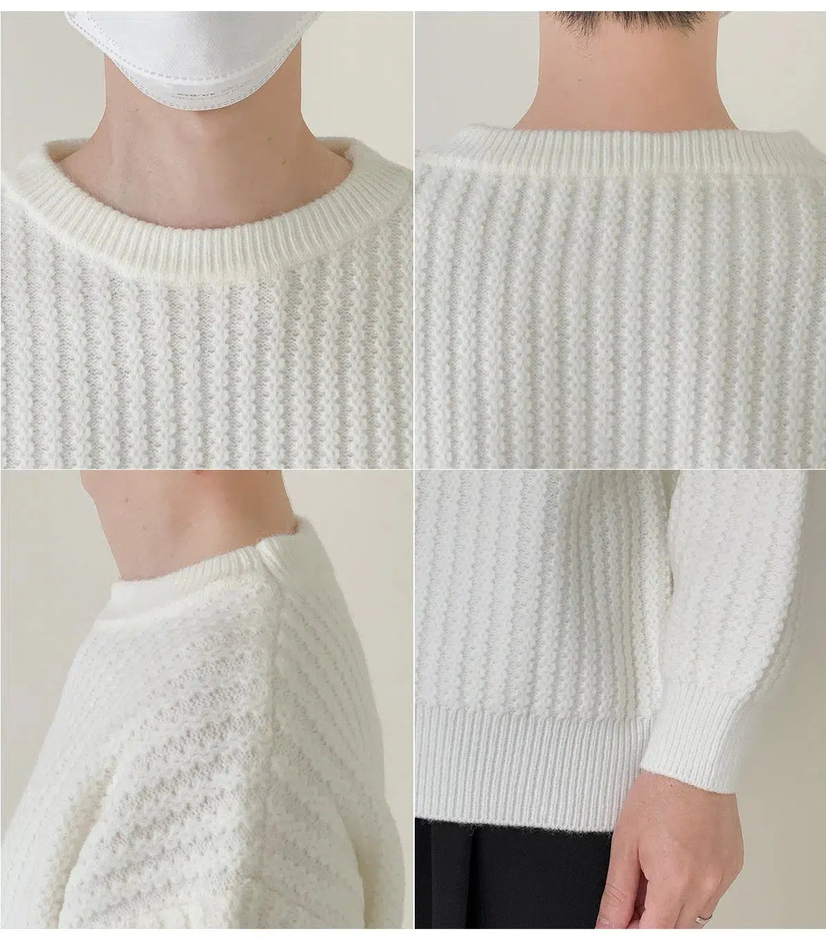 Maxct Solid Color Crew Neck Sweater