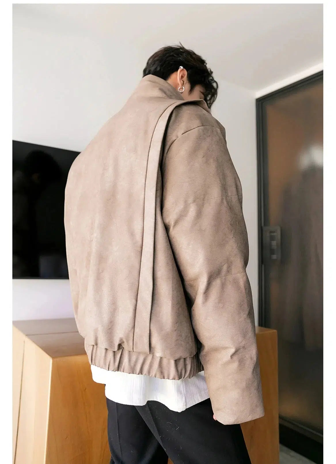 Maxct Stand Collar PU Leather Jacket