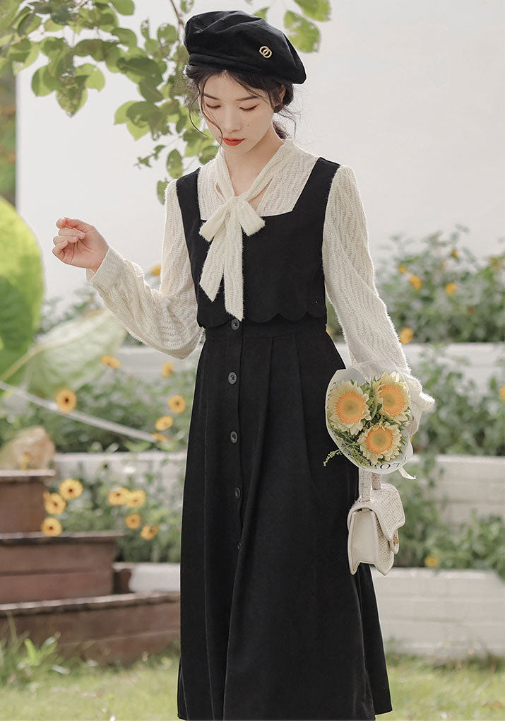 Scallop Button Up Twofer Dress Maxct