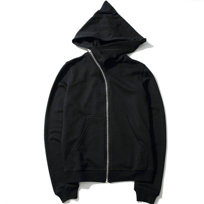 Unisex Full Zipper Harajuku Black Hoodie Maxct