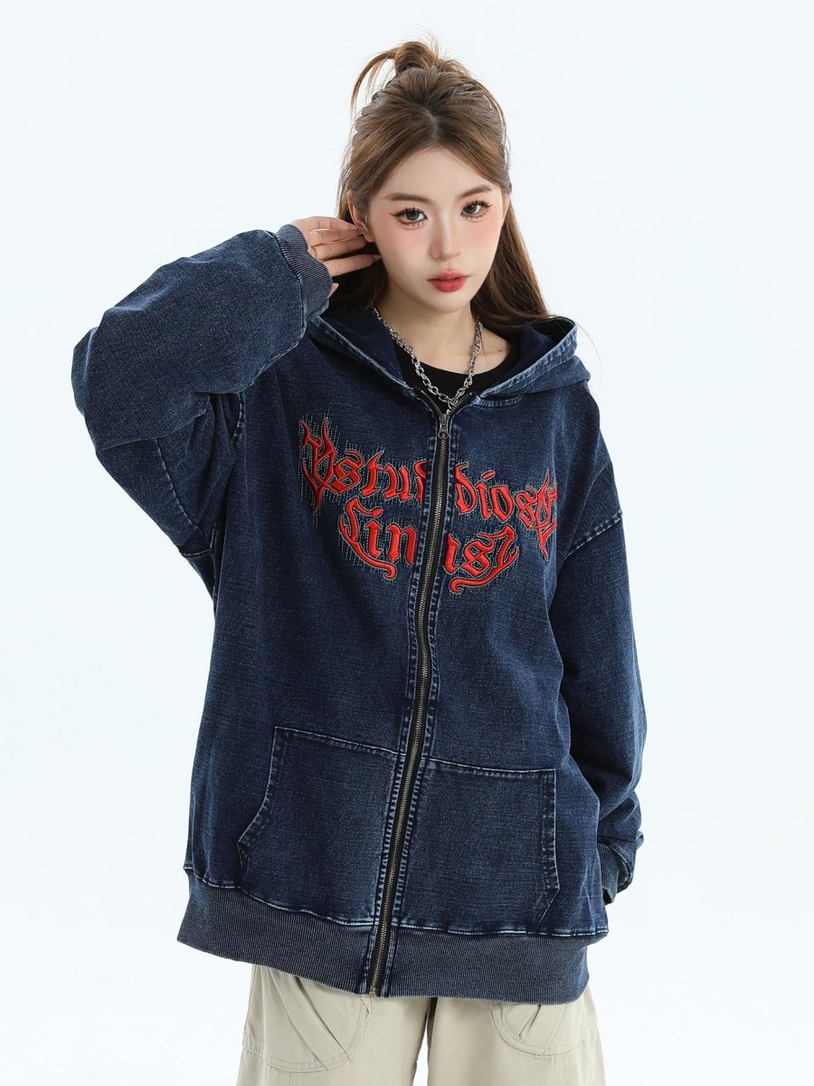 Maxct [Insstudios] Gothic Letter Logo Denim Jacket Na1631