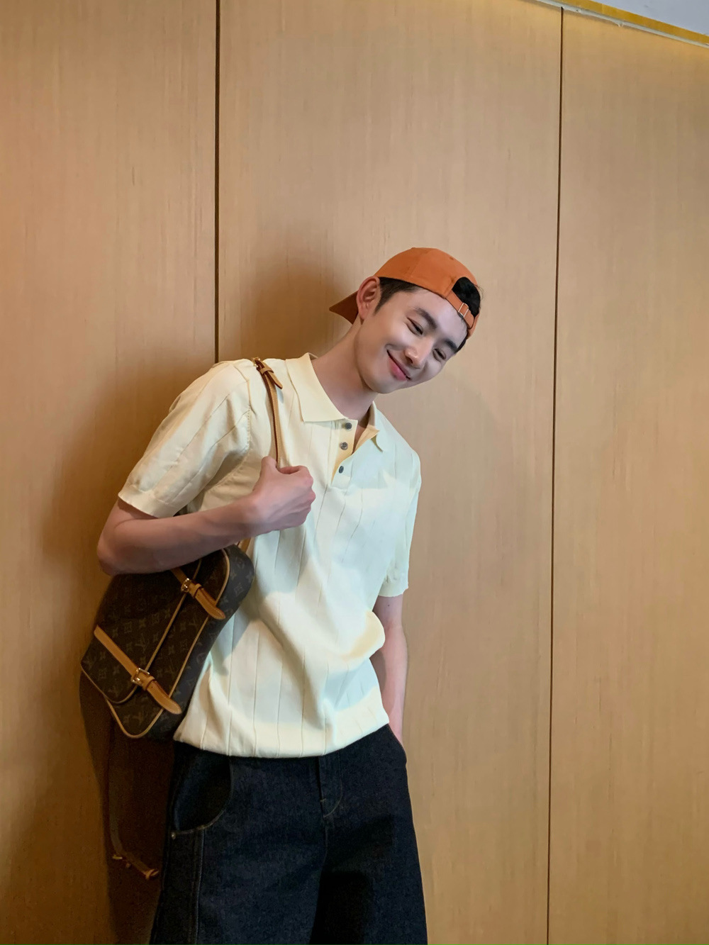 90s Streetwear Korean Style Niche Lapel Polo Shirt Pit Button Design Short-sleeved T-shirt Men's Casual All-match Knitted Top