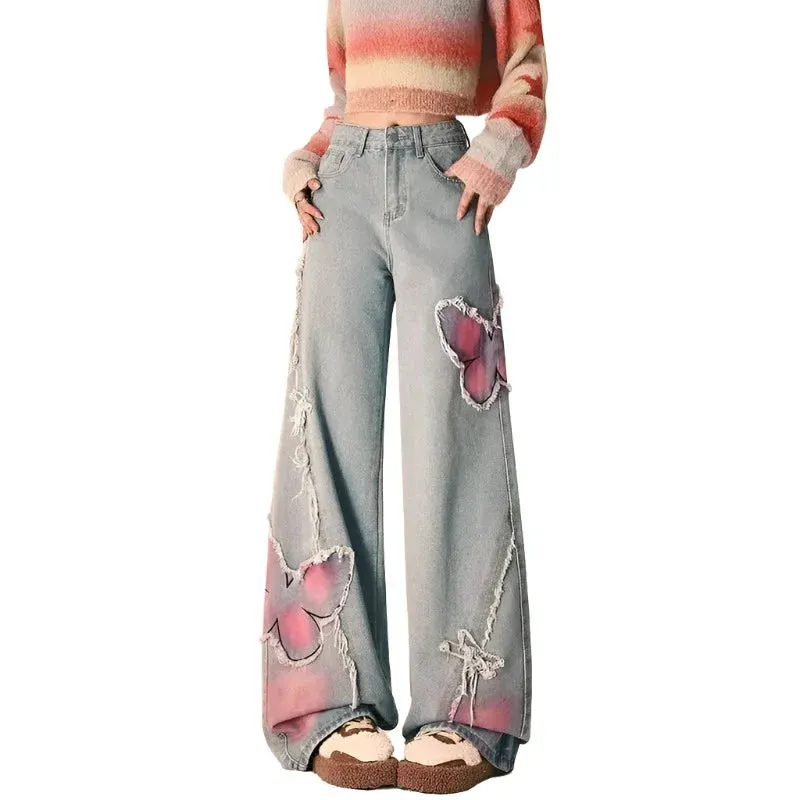 Wide Leg Trousers Women's Butterfly Jeans Maxct - Image 2