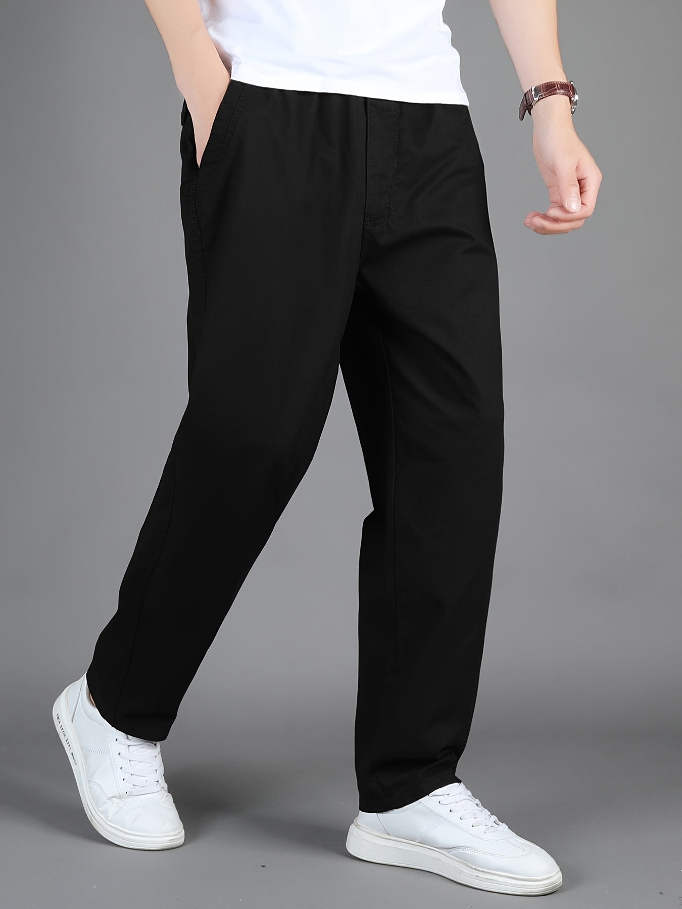 dunnmall  Maxct  Men's Fashion Casual Black Straight Leg Pants