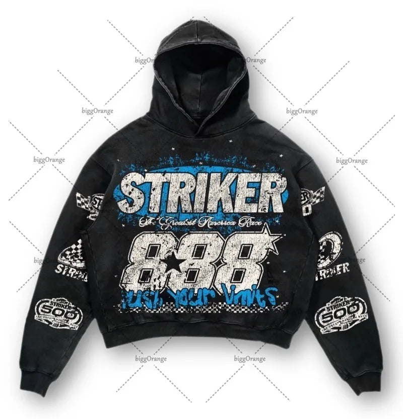 Maxct European and American High Street Fashion Brand Clothing Printed Loose Pullover Hoodie Men Street Hip-hop Oversized Sweatshirt