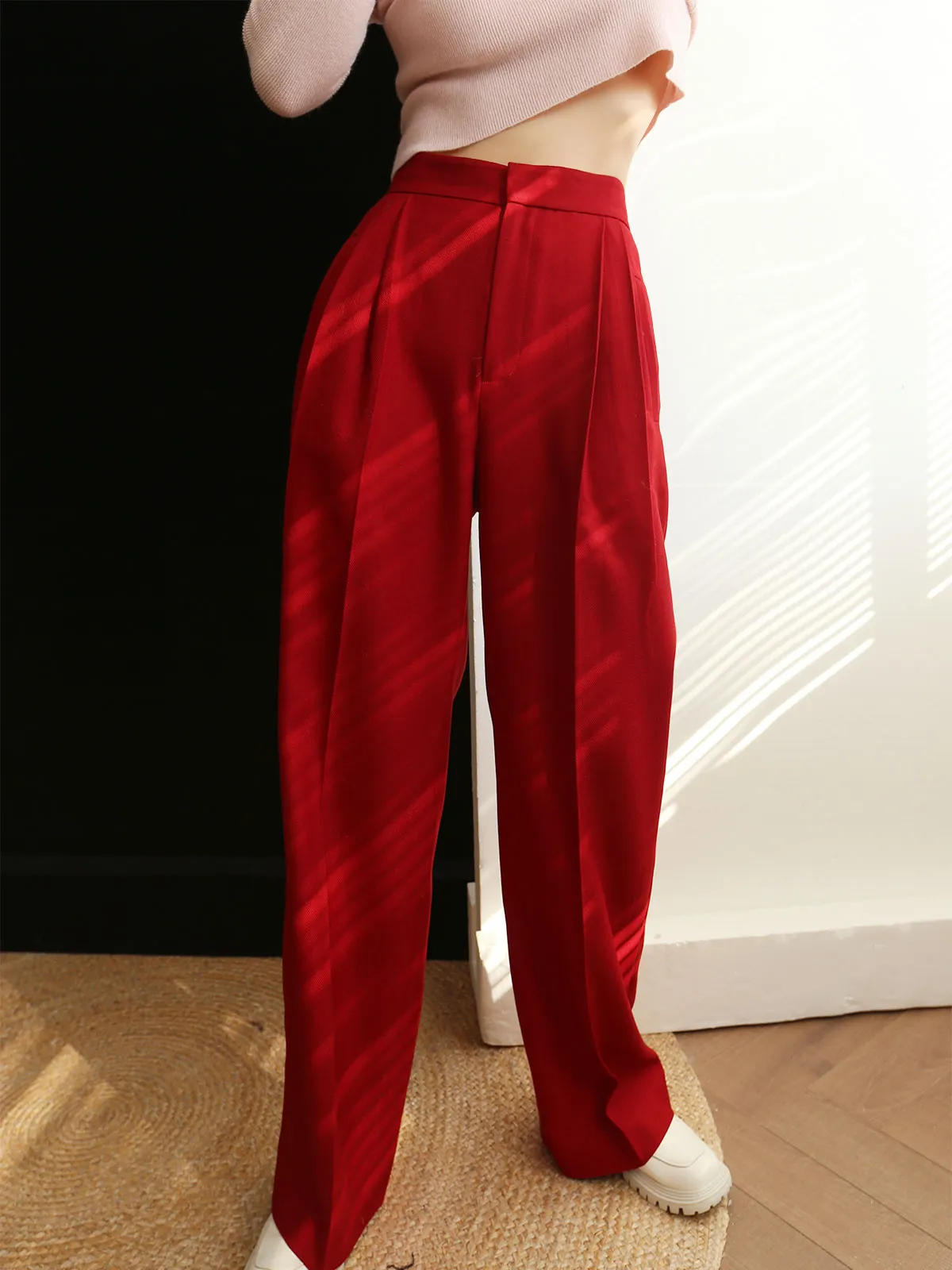 Maxct Middle Waist Pleated Tapered Pants