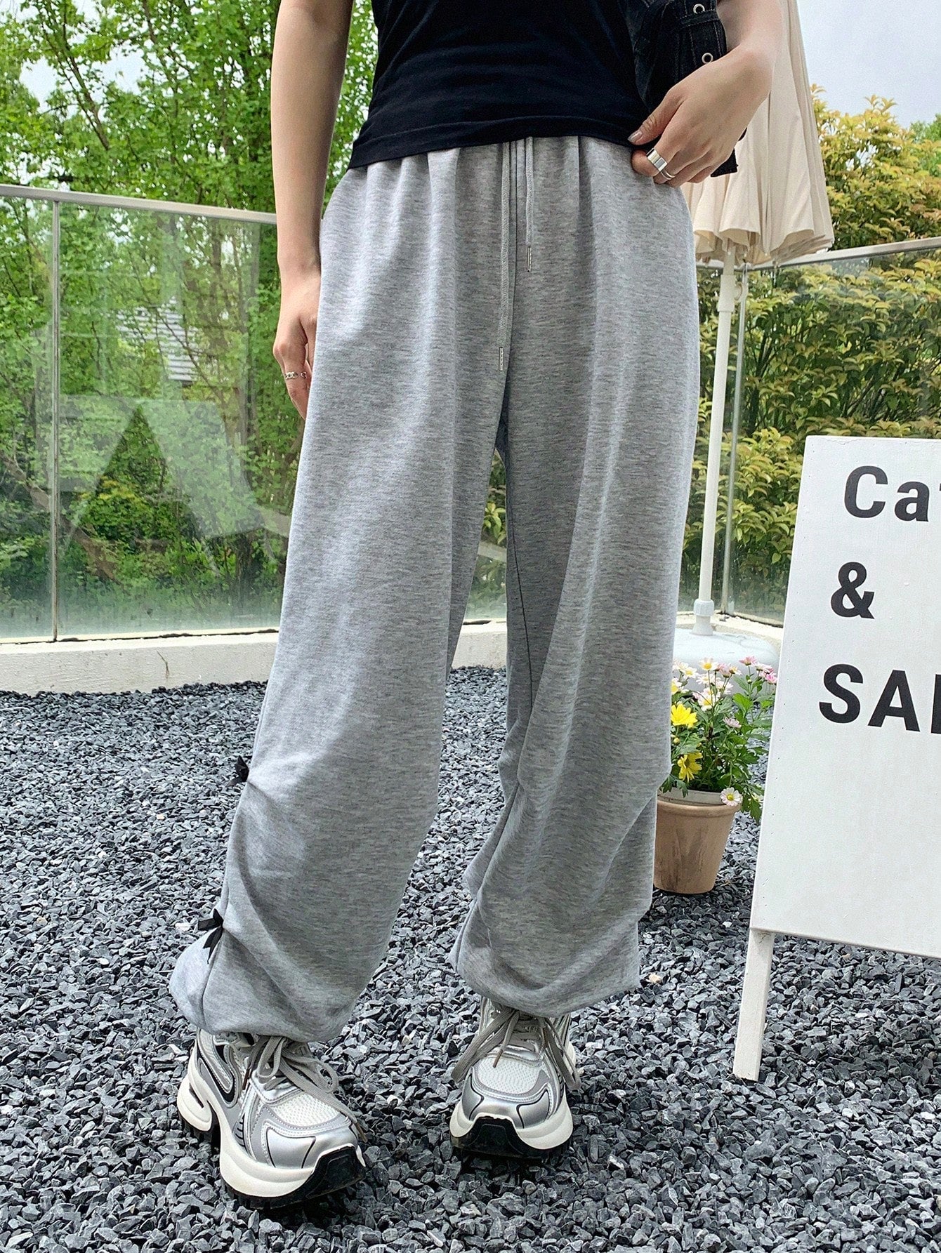 Maxct Stylish Bowknot Decoration Elastic Waist Palazzo Pants With Pleats For Women