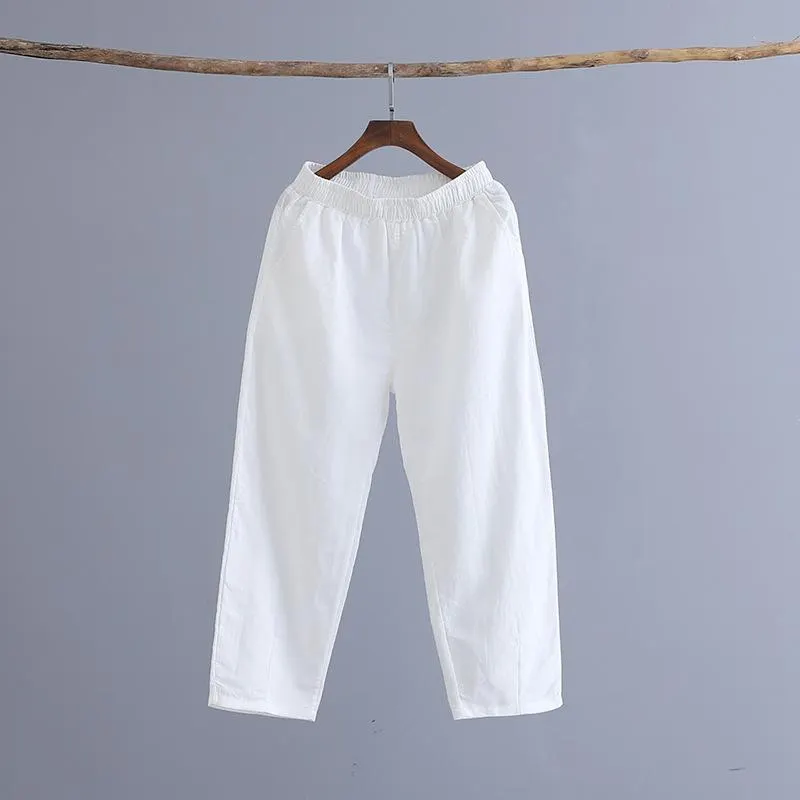 Maxct Women Cotton And Linen Casual Cropped Pants