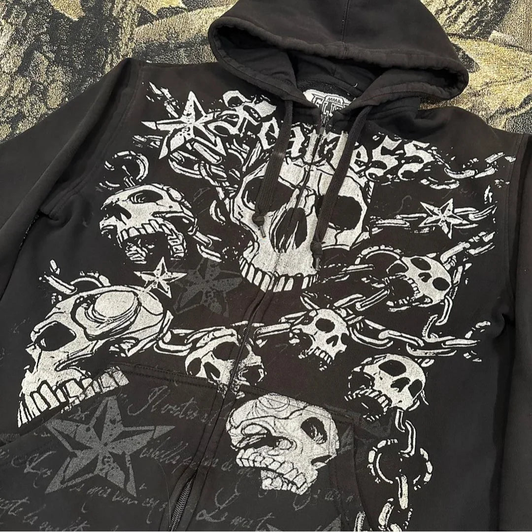 Maxct Y2K Women's Clothing Sweatshirt Pullover Print Dark High Street Oversize Long Sleeve Vintage Streetwear Top Christmas kpop dance