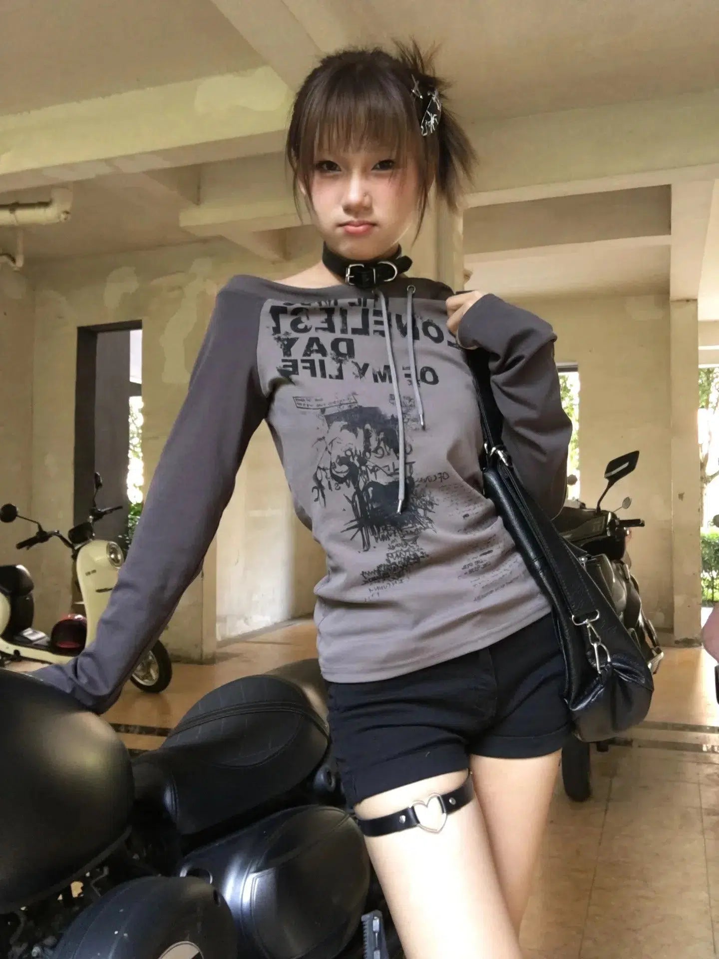 Maxct &Grunge One Shoulder Drawstring Top