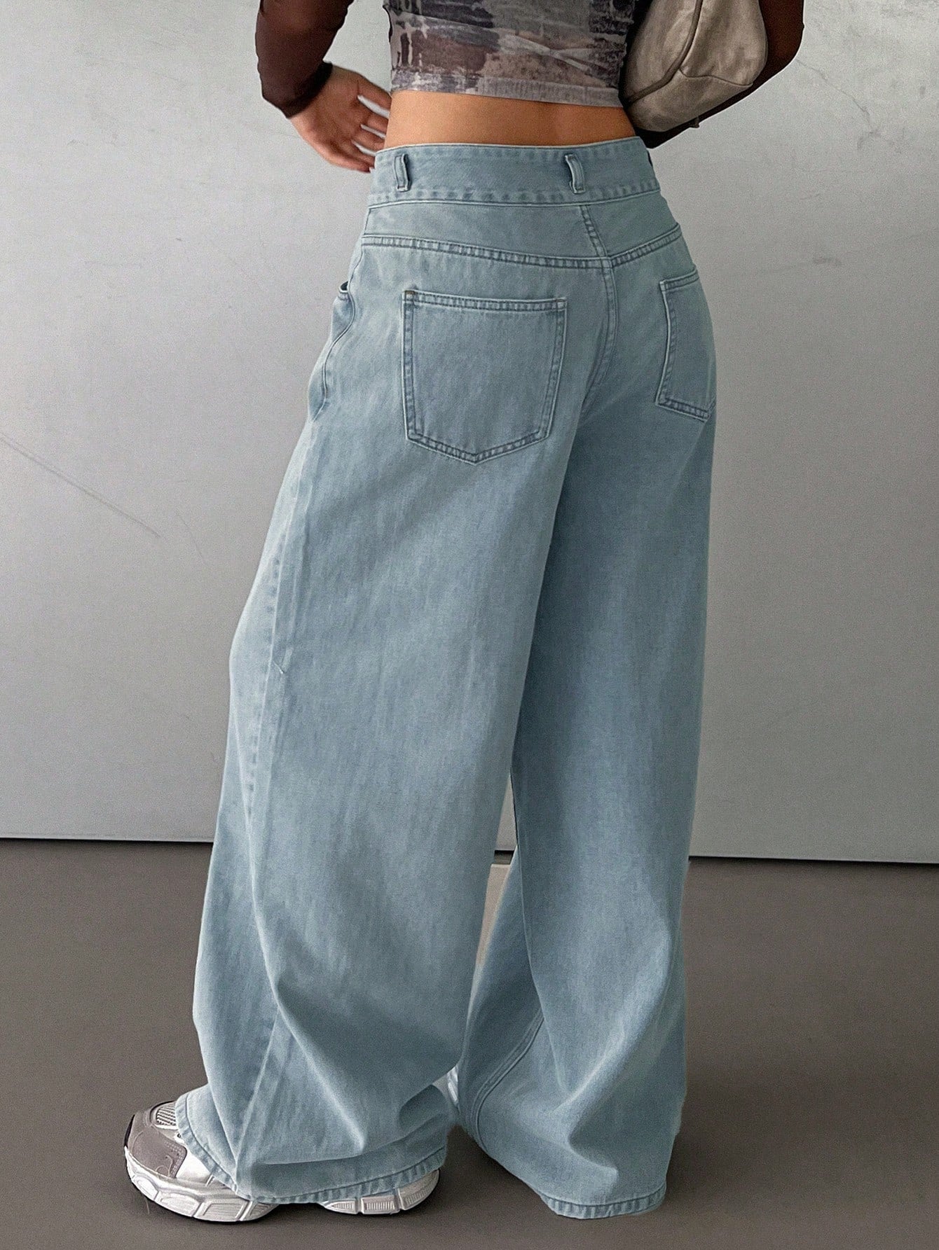 Maxct Women's Loose Fit Casual Wide Leg Denim Pants With Pockets