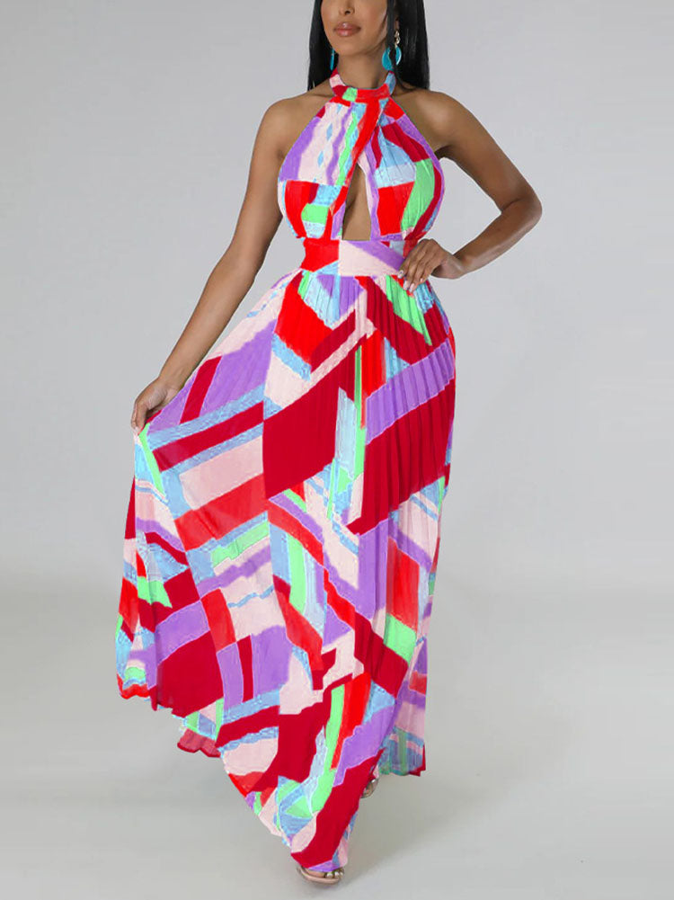 Halter Pleated Maxi Dress Maxct